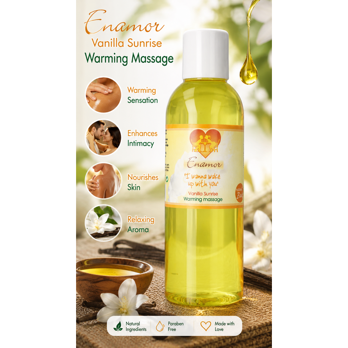 Ulei de masaj si Gel Lubrifiant, Nature Body, cu incalzire Enamore Vanilla Sunrise, 100 ml